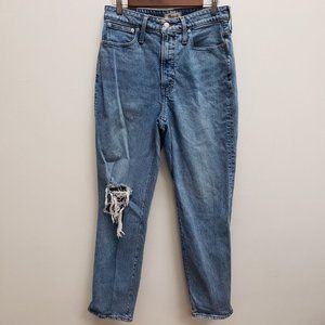 Madewell Womens Curvy Vintage Straight Jeans Size 30 Blue High Rise Distressed